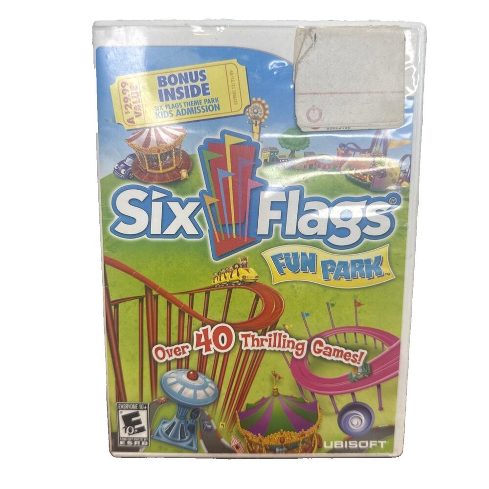 Six Flags Fun Park Nintendo Wii 2009 Party Minigames Complete w Manual CIB